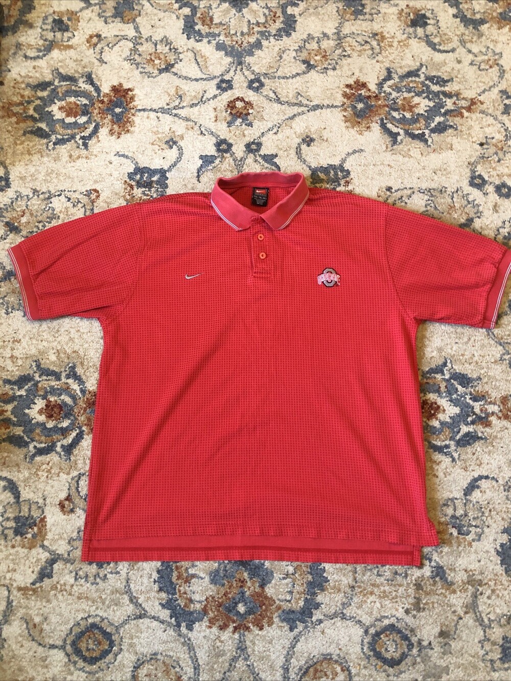 Nike Dri-Fit Ohio State Buckeyes Football Polo Golf Shirt Men's XL Red